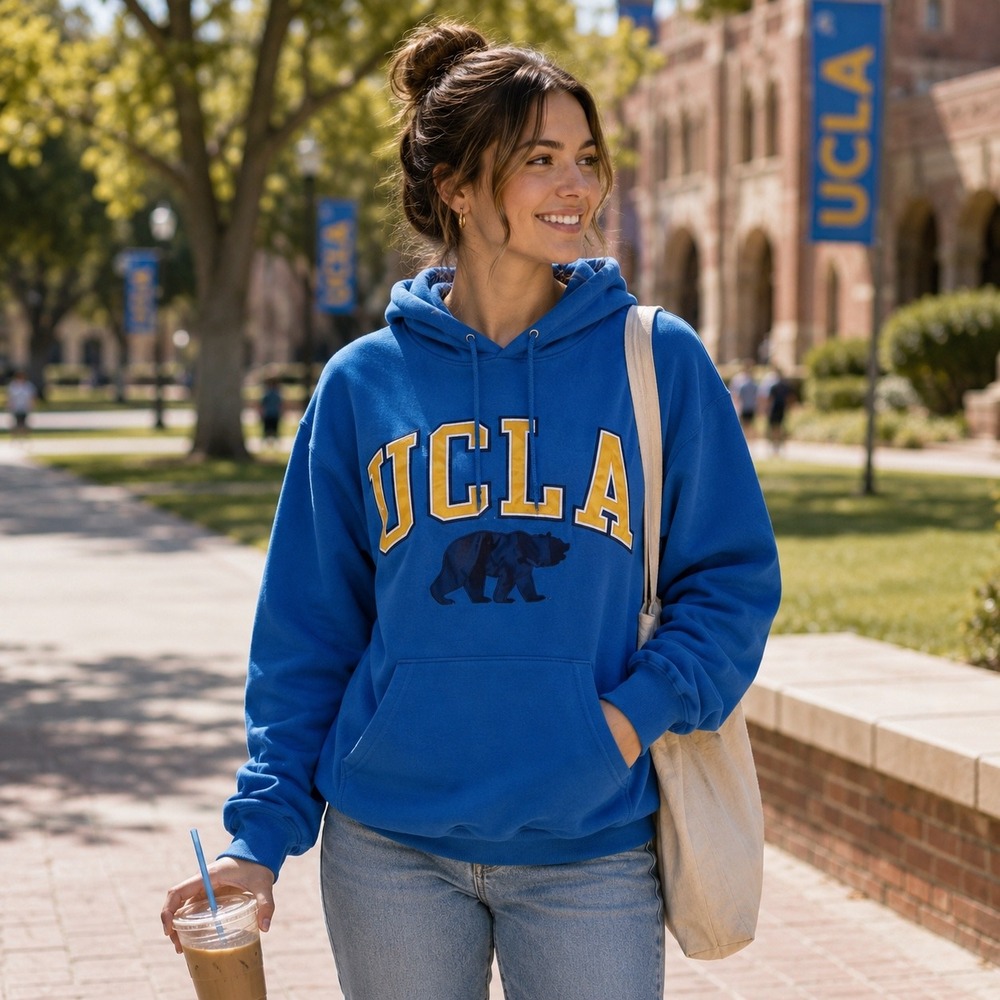 Champion UCLA Bruins Hoodie Small Blue Pullover Sweatshirt Embroidered Logo
